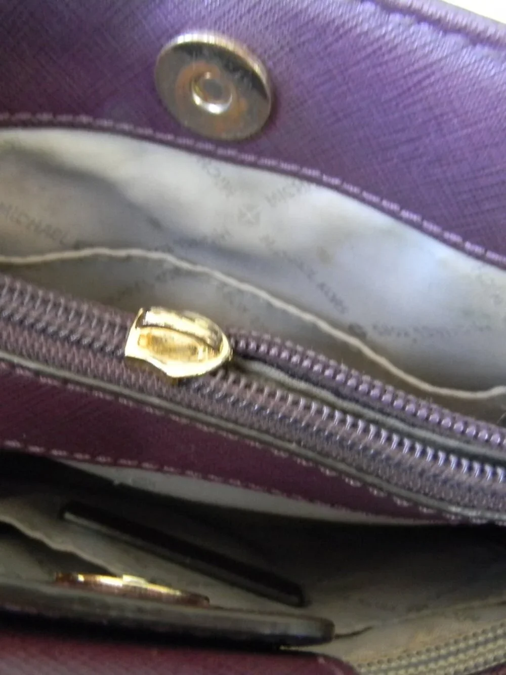 MICHAEL KORS PURPLE SAFFIANO LEATHER PERFORATED SOFIA MEDIUM SATCHEL